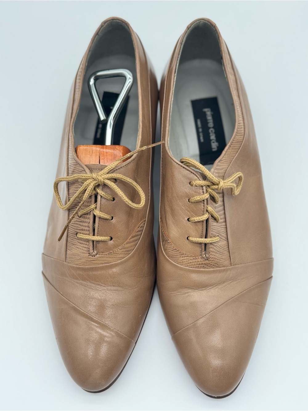 Pierre Cardin Brown Leather Lace-Up Oxfords